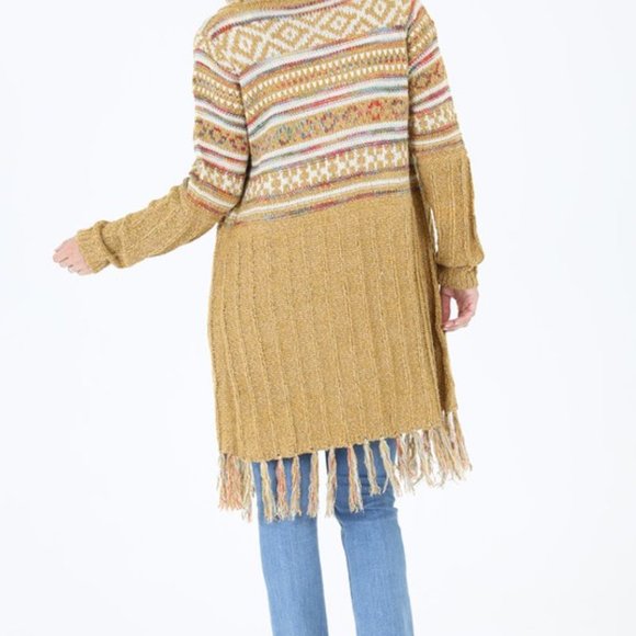 Nostalgia Fringe Cable Knit Cardigan Jacket • NWT • Acrylic • Long Sleeve • Boho - Picture 2 of 3